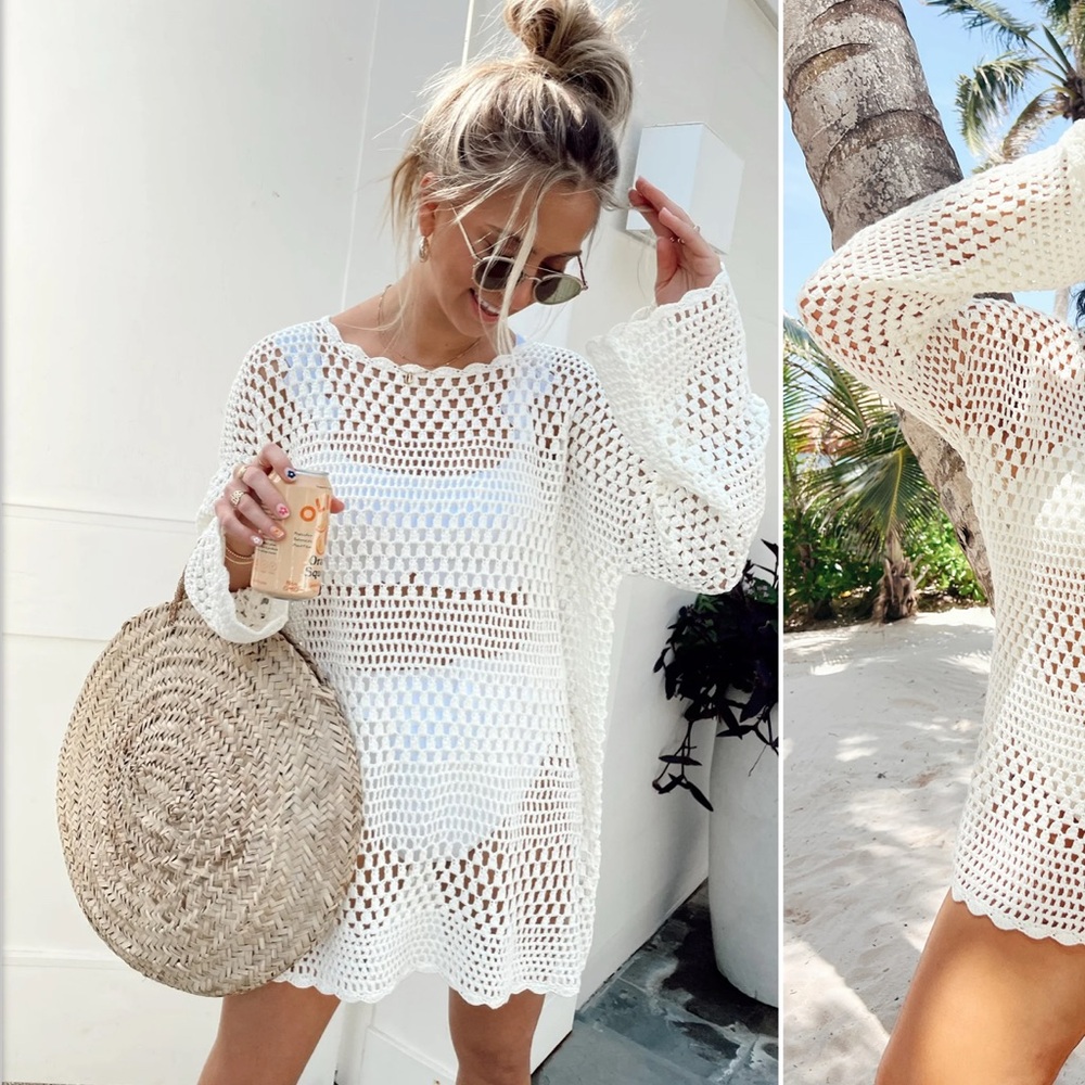 Show Me Your MuMu White Crochet Swim Coverup
